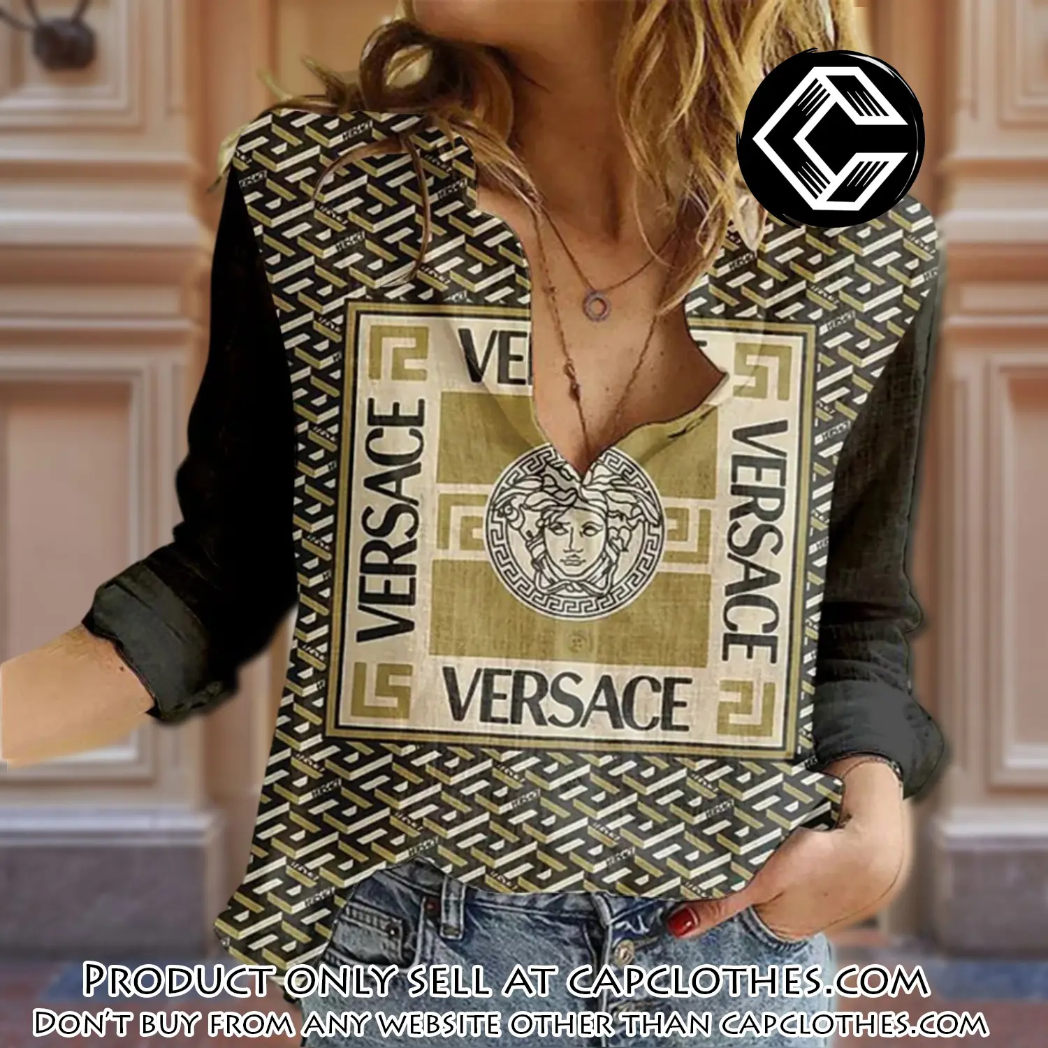 Versace luxury women casual shirt linen shirt wcs1069 cc0057364